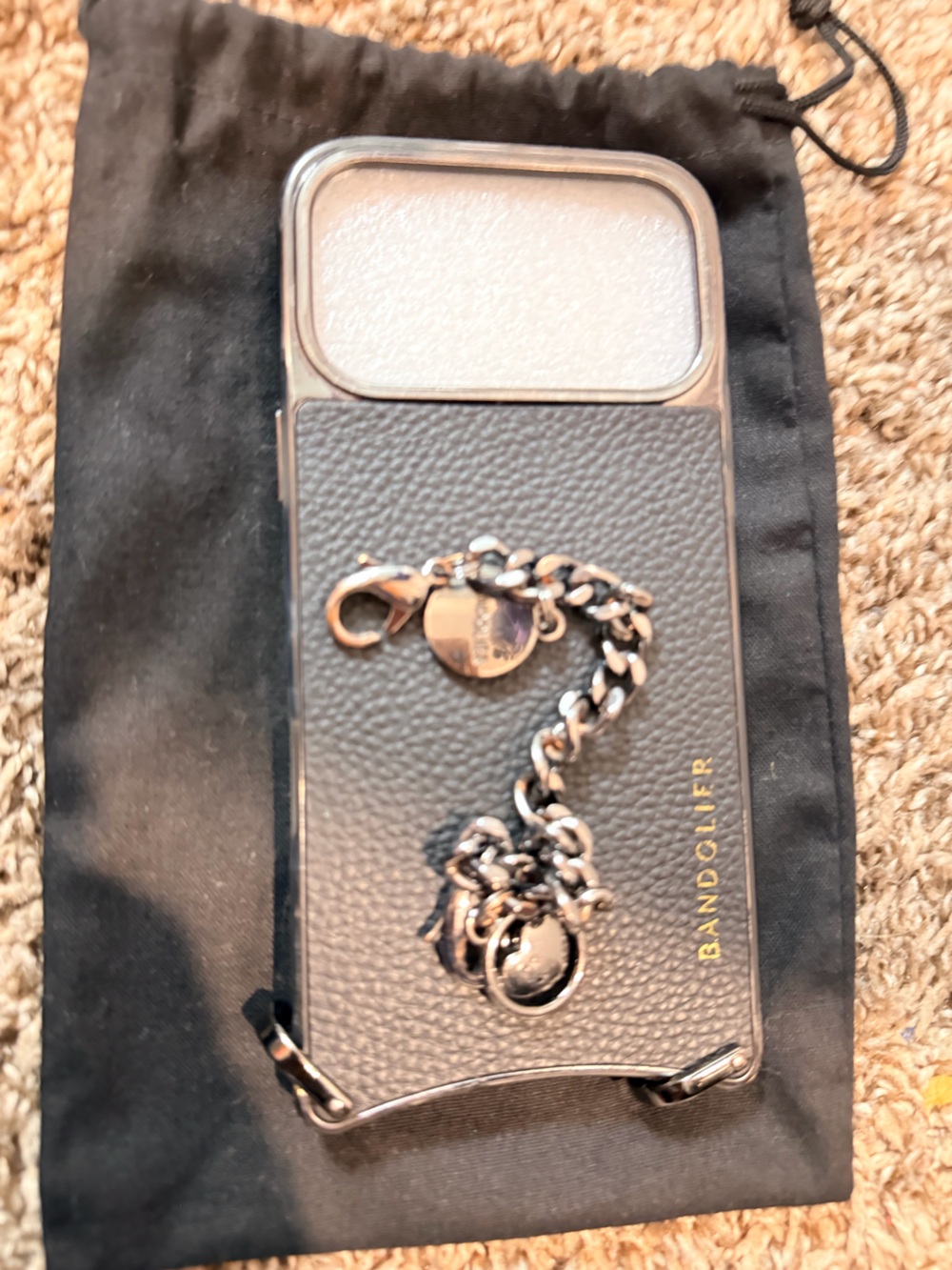 Bandolier Raina  Silver Metallic Chain Phone Lanyard